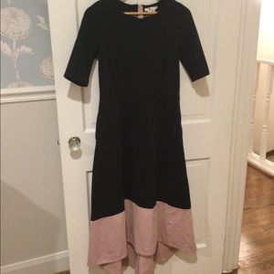 Boden hi lo midi dress, black and blush, sz 8L